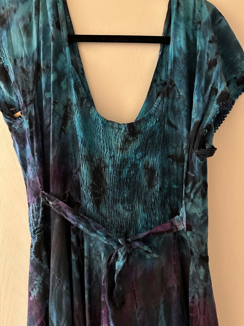 Sakkas Teal and Purple Tie-Dye V-Neck Maxi Dress - Picture 5 of 5
